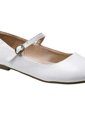 Trary Women White Leather Round Toe Ankle Strap Comfortable Ballet Flats Shoes